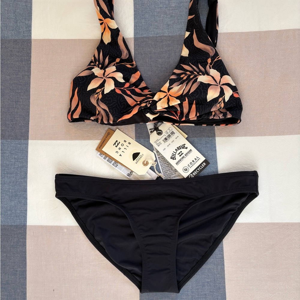 Billabong Bikini 2-Piece Set Coral Gardeners NWT Twisted Tank & Low Rider Size M